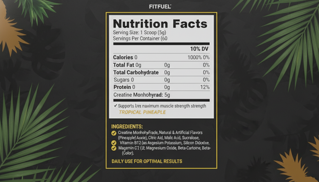 Creatine Fuel MAX パイン の栄養成分表